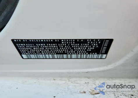 2015 Volkswagen Jetta Se from USA, damaged, VIN 3VWD17AJ3FM402564